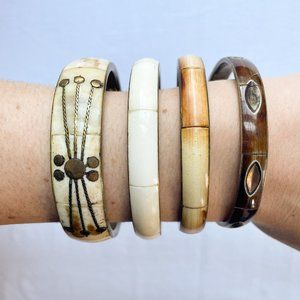 Vintage Boho Faux Horn Bangle Set